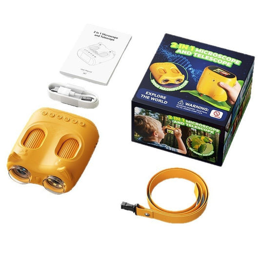 Binocular 2 en 1 (Telescopio & Microscopio) portátil para niños