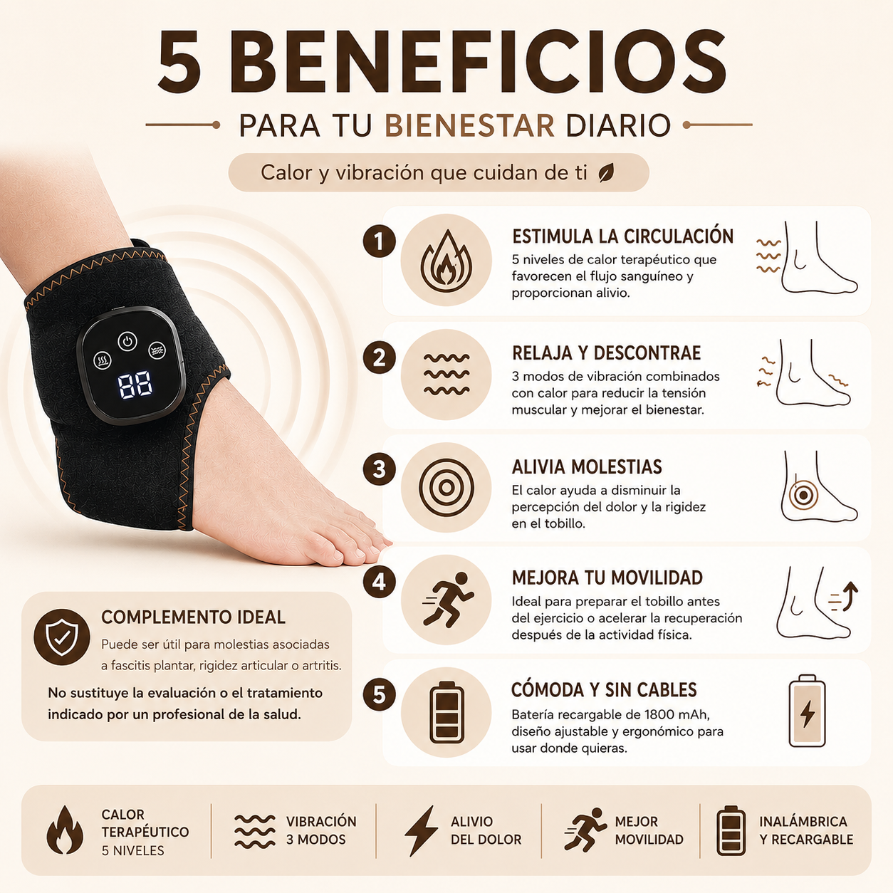 Tobillera Inteligente con Calor y Vibración