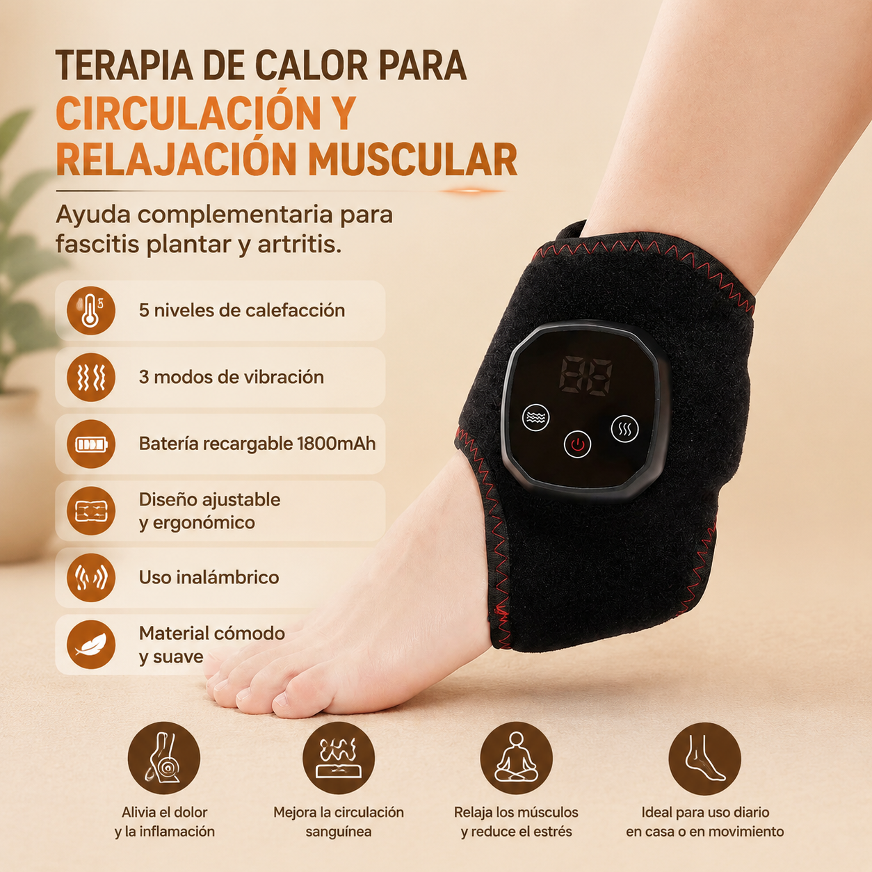 Tobillera Inteligente con Calor y Vibración